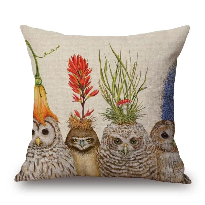 Squirrel Bird Owl Bear Fox Deer Animal Decorative Cushion Cover Sofa Throw Pillow Case