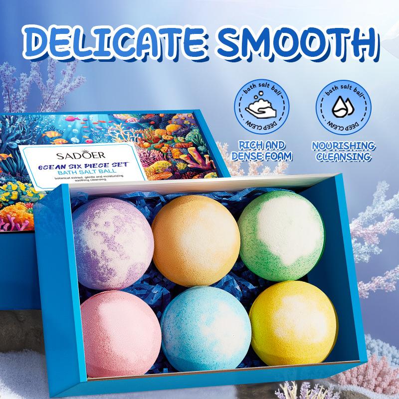 Ocean 6-piece Bath Salt Ball, Cleansing Body Fragrance Bath Salt Ball Skin Care Products