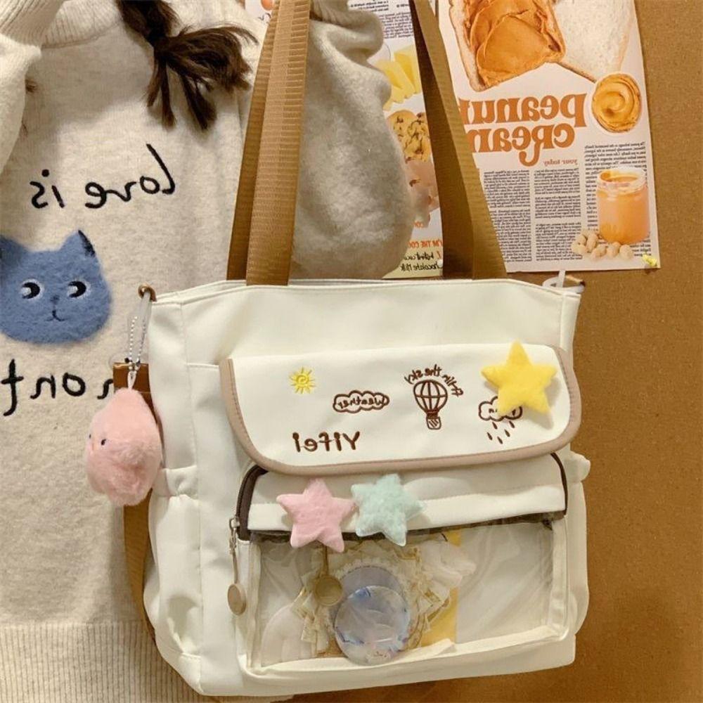 Preppy Style Student Crossbody Bag Large Capacity Y2K Anime Display Bag Cartoon Handbag  Women Use