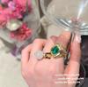 Lychee Frozen White Chalcedony Honeycomb Gemstone Ring Vintage Plated 18K Gold, Iris Purple Large Carat Zircon Ring