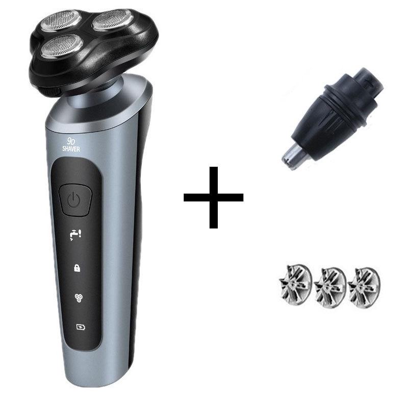 9D Multi-Function Electric Shaver, Full Body Washable, 3-in-1 USB Car Rechargeable Beard Trimmer