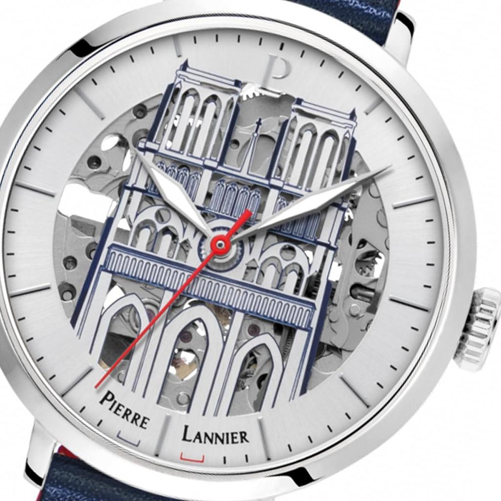 Automatic Watch Brand Skeleton Notre Dame Leather Strap Tricolor Cool Button Analog Waterproof Imported [Pierre Lanier] Women's [Regular Product]