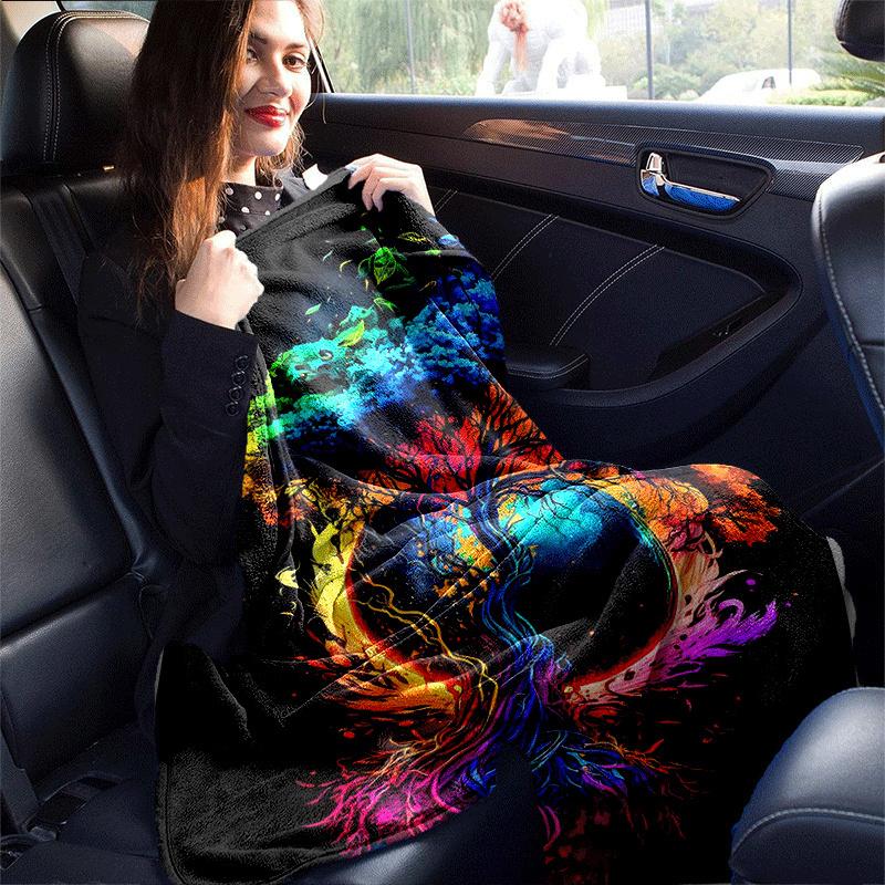 1pc Tree of Life Printing Lightweight Flannel Blanket, Comfortable and Warm Blanket, for Camping Sofa Bed and Couch Office, in All Seasons