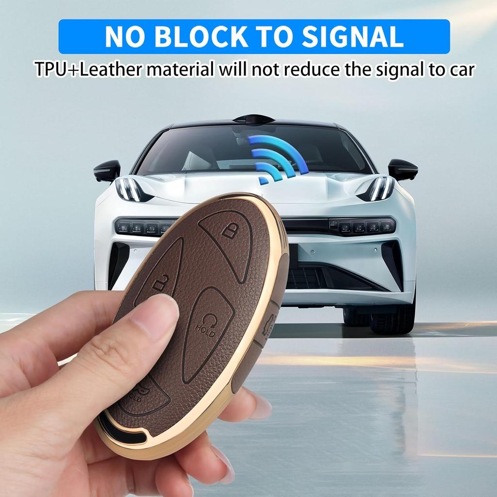 QBUC for Hyundai Key Fob Cover with Key Chain, Upper Leather + Soft TPU Car Key Case for Hyundai Ioniq 6 Grandeur GN7 KONA Elanrtra Santa Fe Tucson