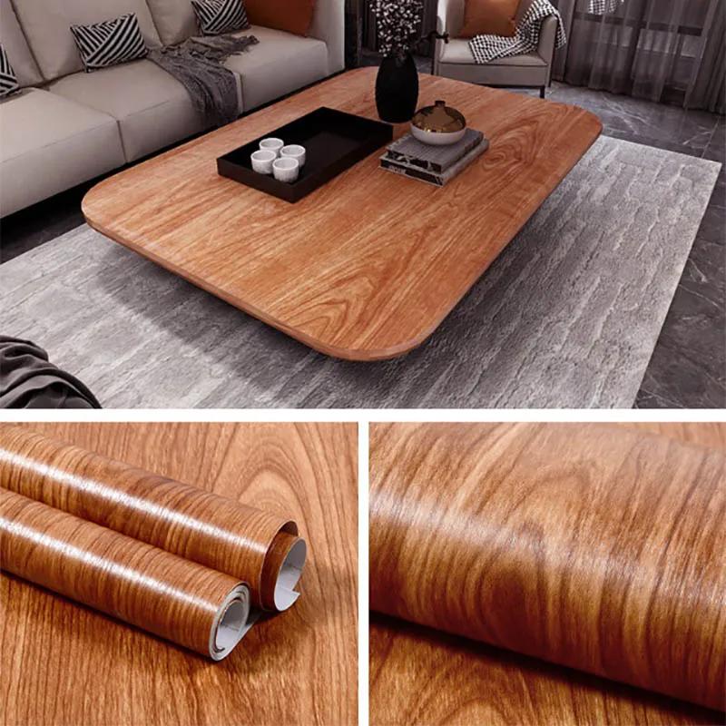 Wood Grain DIY Sticker PVC Self Adhesive Waterproof Wallpapers Renovation Furnitures Wall Stickers Home Decor Sticky Paper Decal