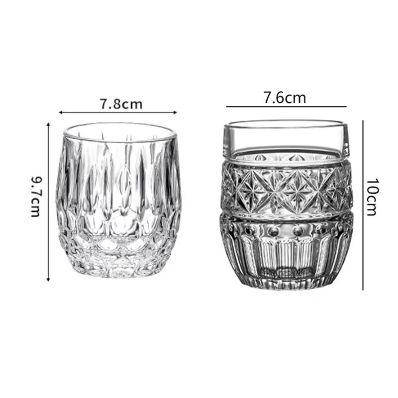 315ml/300ml Thickened Whiskey Glass Luxury Wine Glasses Beer Brandy Cups Premium Carved Cocktail Glass Suitable for Gift Giving