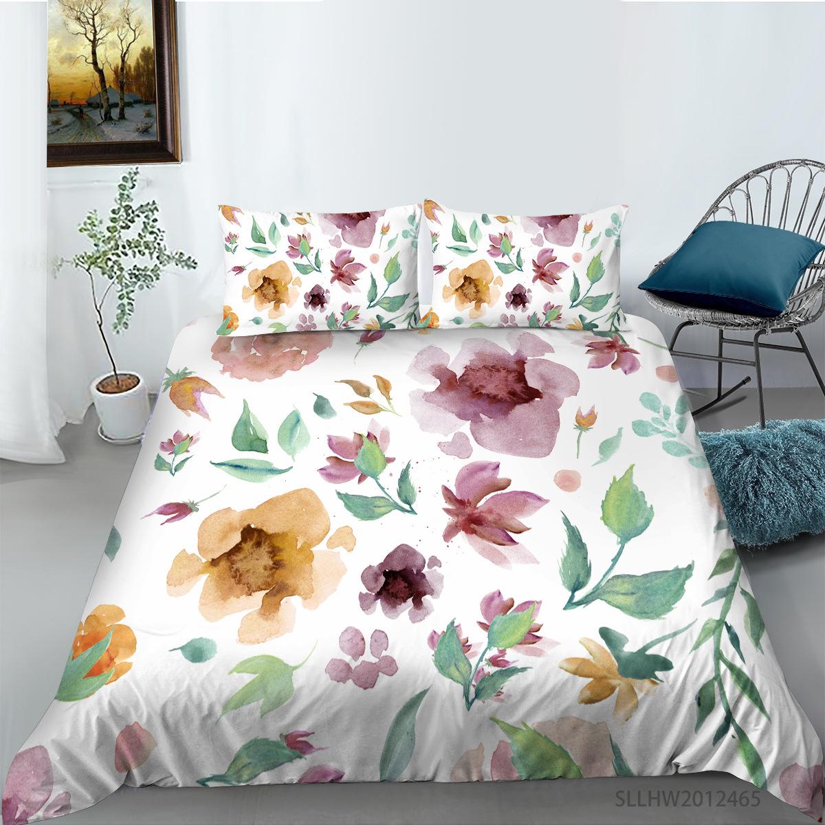 

Color Pattern Series Quilt Cover Pillowcase Two or Three-piece Set Polyester 3D Digital Printing EU single 135*200
