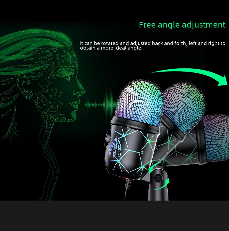 V5 RGB USB Condenser Microphone - Noise Reduction for PC, Mobile, Live Karaoke, and Gaming.
