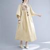 2025 Summer Plus Size Elegant Women's Ethnic Embroidery Ruffle Sleeve Dress