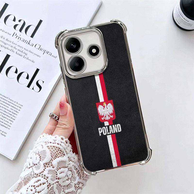 Poland Flag White Red Soft Phone Case For Xiaomi Redmi Note 14 15 Pro Plus 13 12 11S 11T 5G 10 9S 9 Plating Anti-Fall Fundas