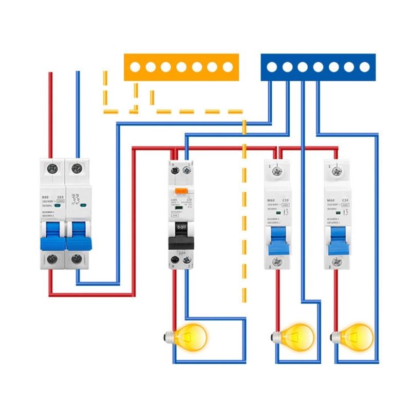 Multipurpose 32Amp RCBO Safety Circuit Plastic Breakers Home Accessory for Earth Leakage 1P+N 30mA 6kA B32 Curved B