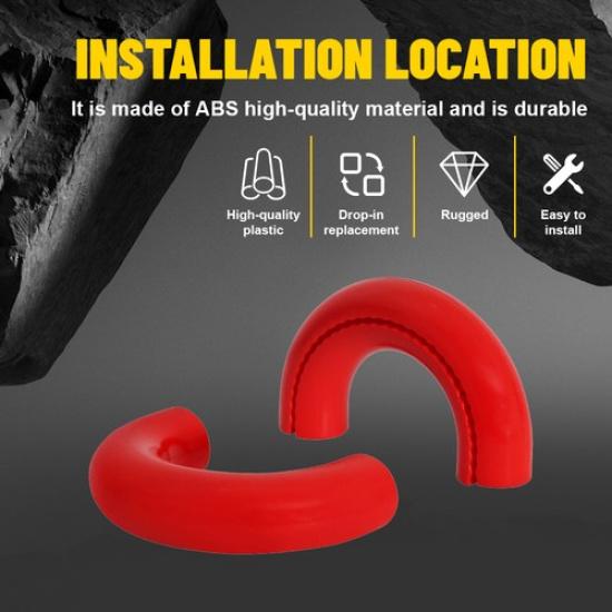 2X Red D-Ring Tow Hook Cover for -24 Ford Bronco Base/Big Bend/Outer Banks A