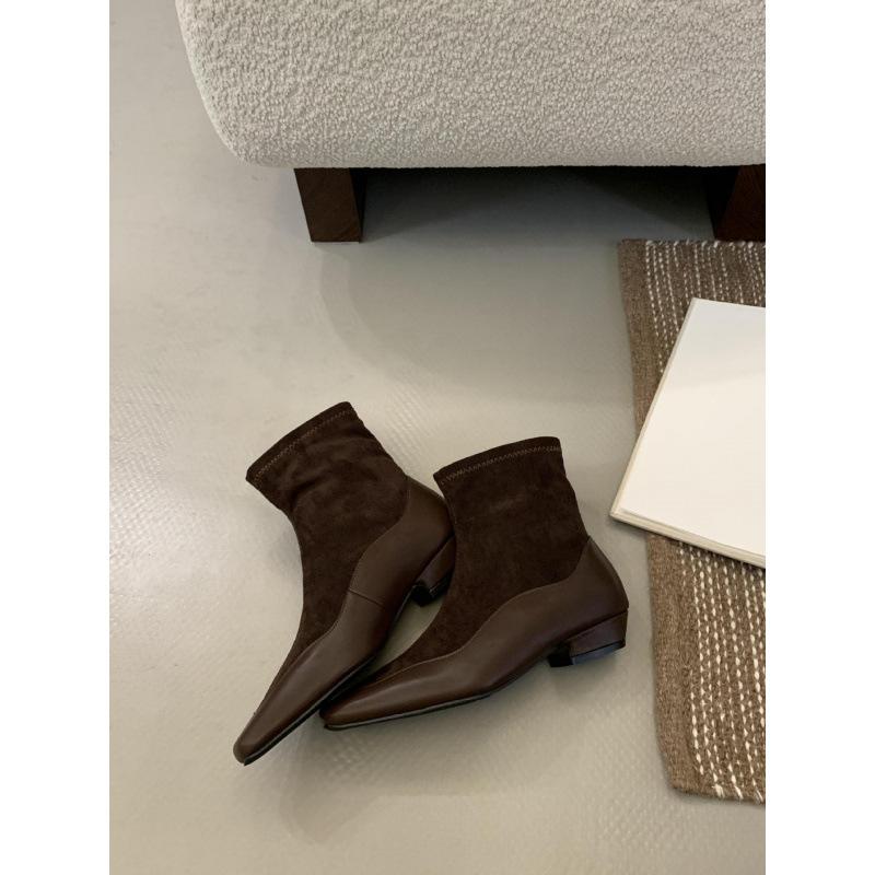 

Niche design sense 2025 spring, autumn and winter new Korean version retro thin thick heel versatile brown short boots women 39