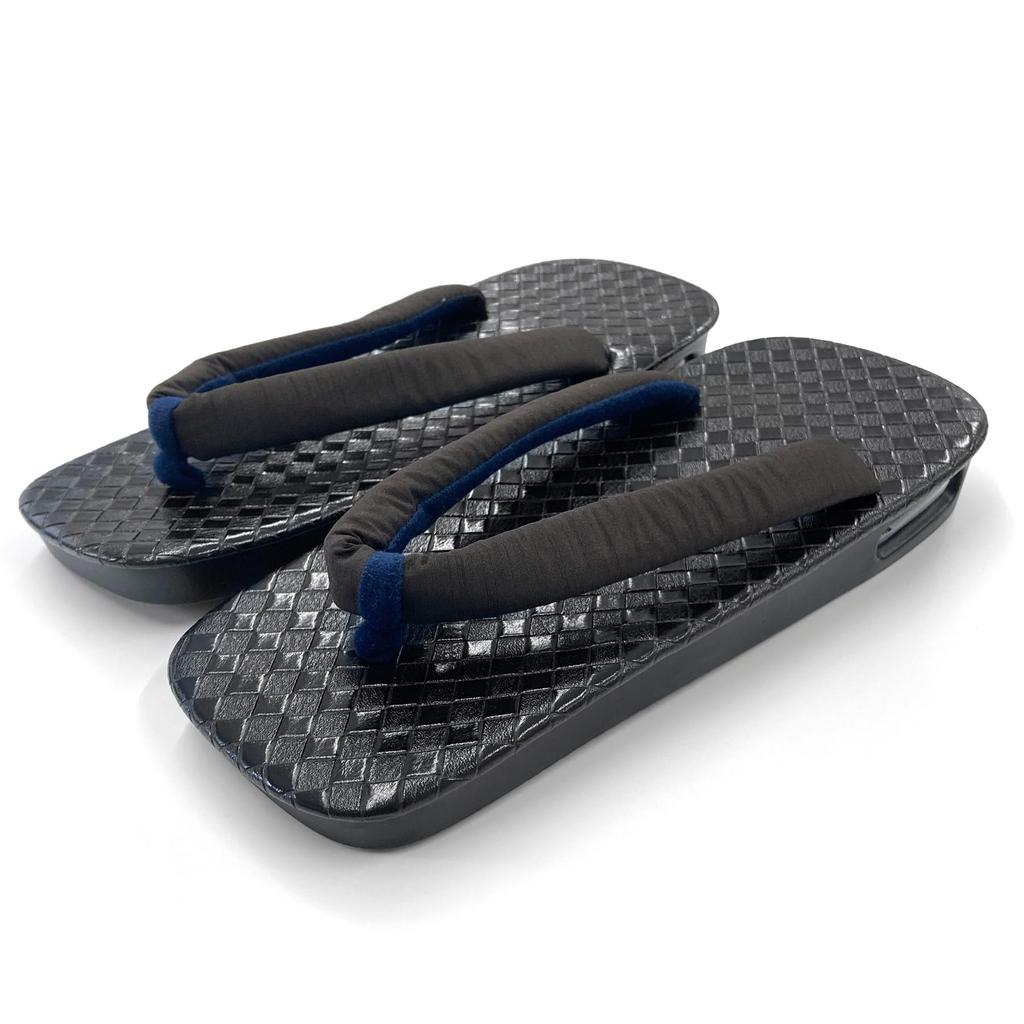 Kyoto Kimono Yuzen Air Zori Sandals for Sizes Black Air Stylish Cushioned Strap Men, 25.5-27cm, Sole, (Black)
