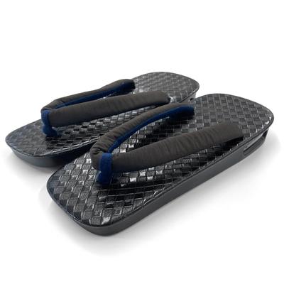 Kyoto Kimono Yuzen Air Zori Sandals for Sizes Black Air Stylish Cushioned Strap Men, 25.5-27cm, Sole, (Black)