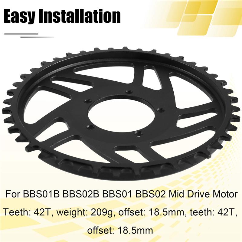Ac29-Ebike Chainwheel 42T Chainring Ebike 42T Chainring Forbafang BBS01B BBS02B BBS01 Forbafang BS02 Mid Drive Motor