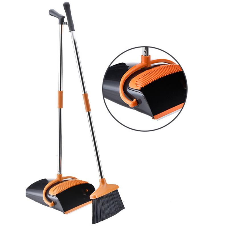 Stand Up Broom And Dustpan Folding Long Handle Broom With Upright Dustpan Household Cleaning Tool For Home Indoor And Outdoor