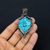 Tibetan Turquoise Pendant, 999 Copper Wire Wrapped Gemstone Jewelry, Handmade Pendant, For Thanksgiving
