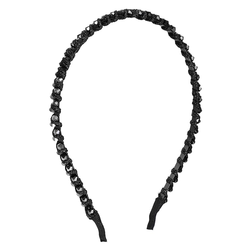 VOCOSTE 1 Pcs Rhinestone Hair Hoop Headband, Hairband for Women, Champagne, 0.24 Inch Wide