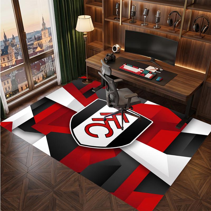 Fulham Football Print Crystal Velvet Rug, Comfortable Water Absorbent Non Slip Indoor Floor Carpet