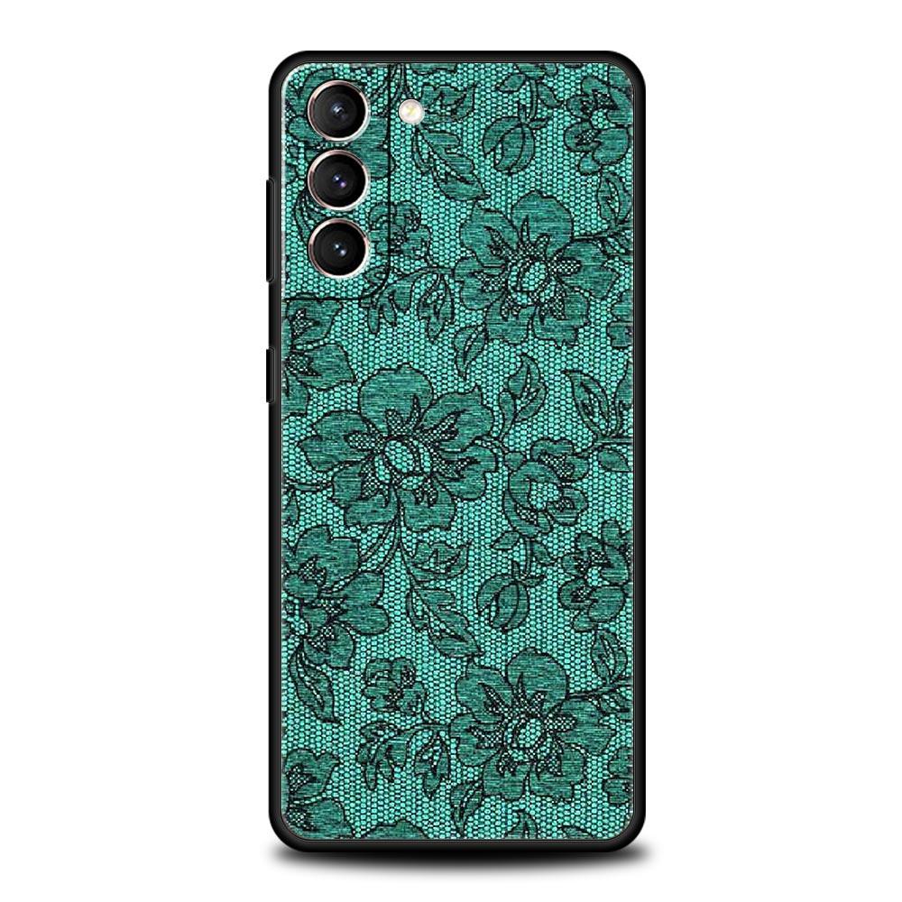 Lace Printed Soft Phone Case For Samsung Galaxy S25 Edge S24 Plus S23 FE S22 S21 S20 Ultra 5G S10 Black Protect Cover