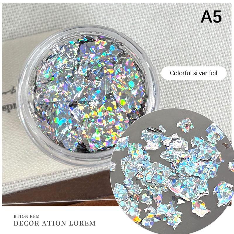 1 Box Goldfolien-Splitter Nagelglitzer Für DIY-Nägel Sticker-Kunst Nageldekorationen Mehrfarbige Blattgold-Flocken