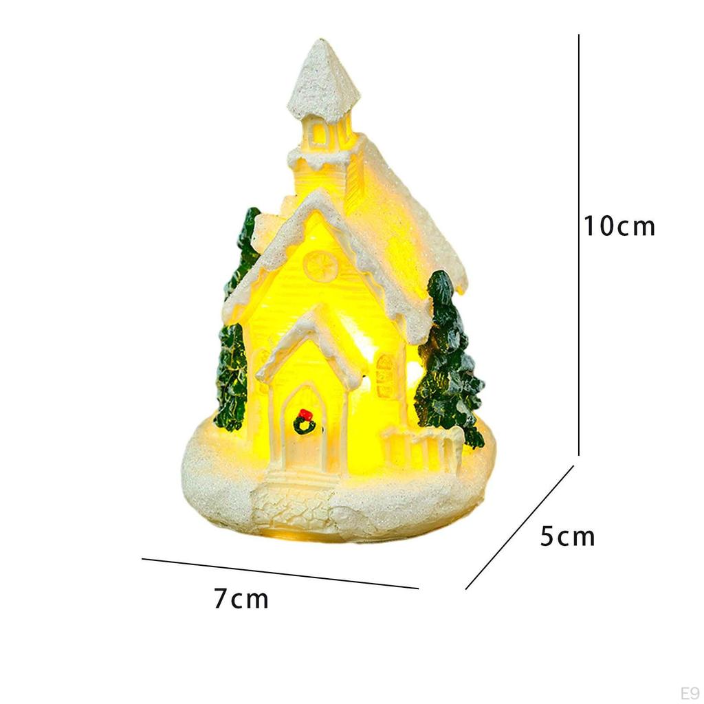 Christmas Holiday House Figurines Xmas Ornament Glowing for Tabletop