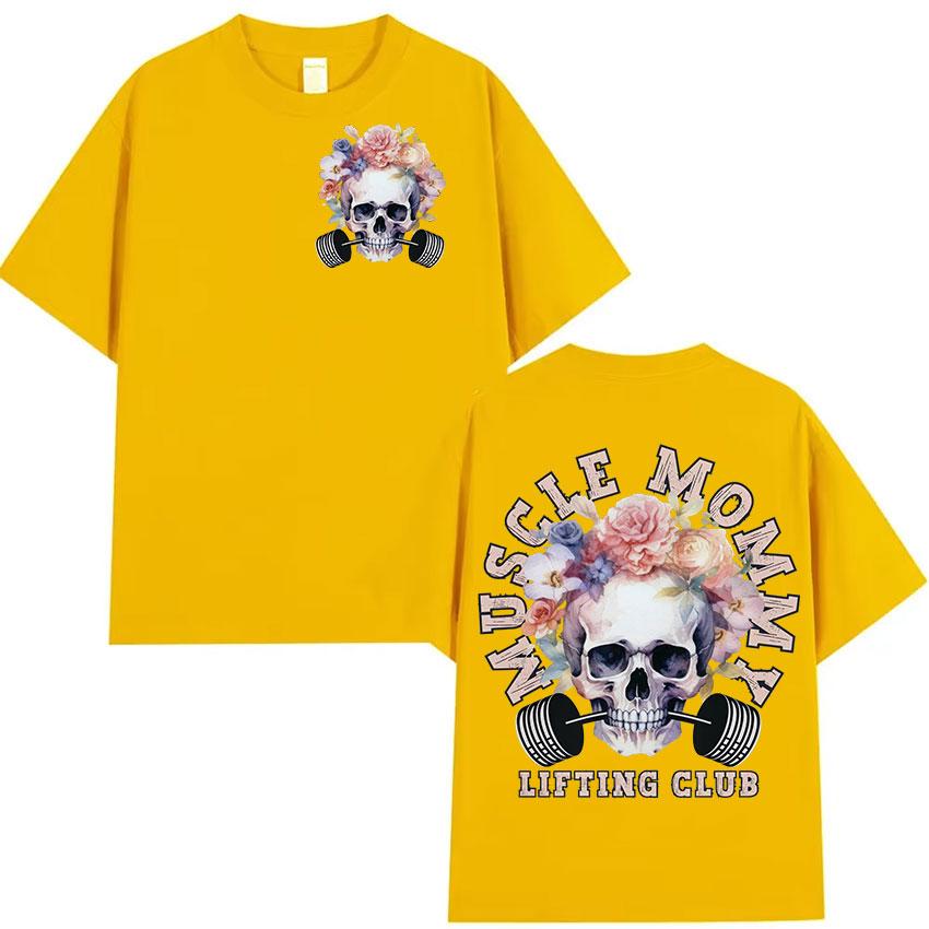 Muscle Mommy Lifting Club Aesthetic T Shirt Men Women Harajuku Vintage Fashion T-shirts 100% Cotton Oversized T-shirt Streetwear