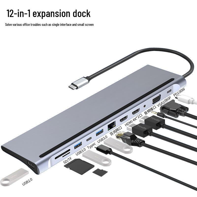 Type-C Multi-Port Adapter: USB Splitter, HDMI, Network, Converter, 5-in-1 Dock