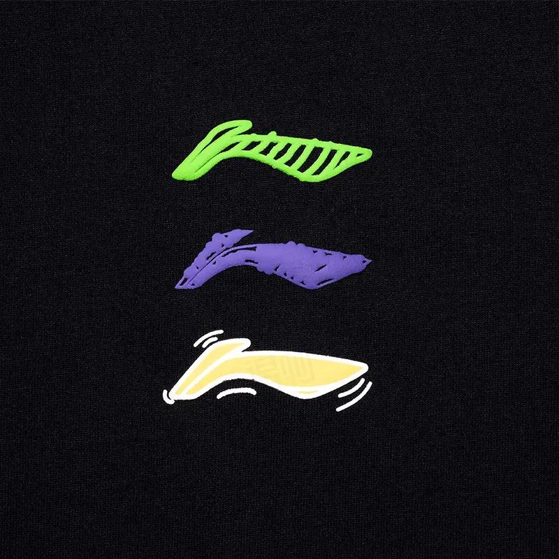 Li Ning Logo Print Round Neck Pullover Short Sleeve T-Shirt Loose Comfortable Solid Color Versatile Shorts Casual Sports Set YHSV373-2+AKSV843-1