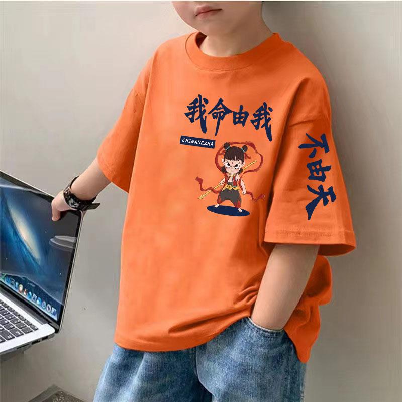 Boys' loose short sleeved T-shirt with comfortable summer print