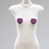 Women Adhesive Nipple Cover Rhinestones Heart Pasties with Metal Chain Reusable Chest Stickers Breast Cover Bra Petals