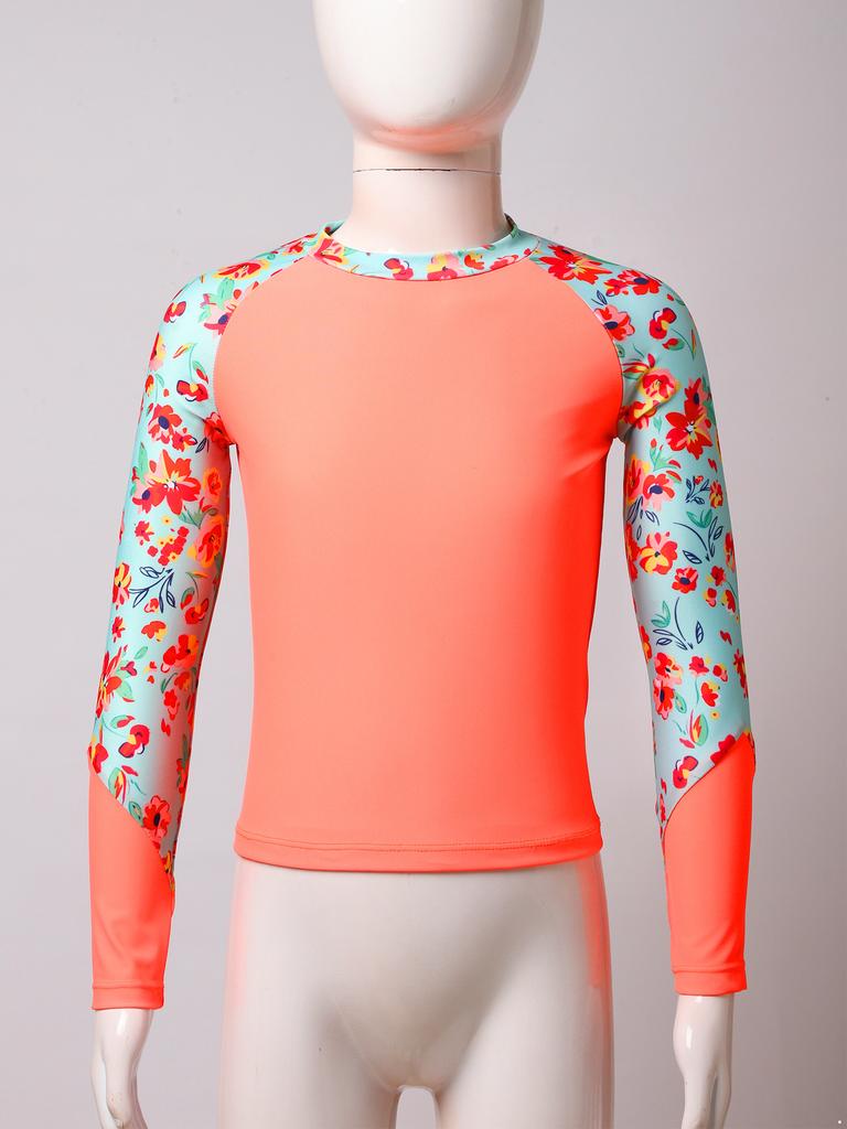 Girls' Swimsuit Long Sleeve UPF50+ Rash Guard Top Swimming Shirt Swimwear