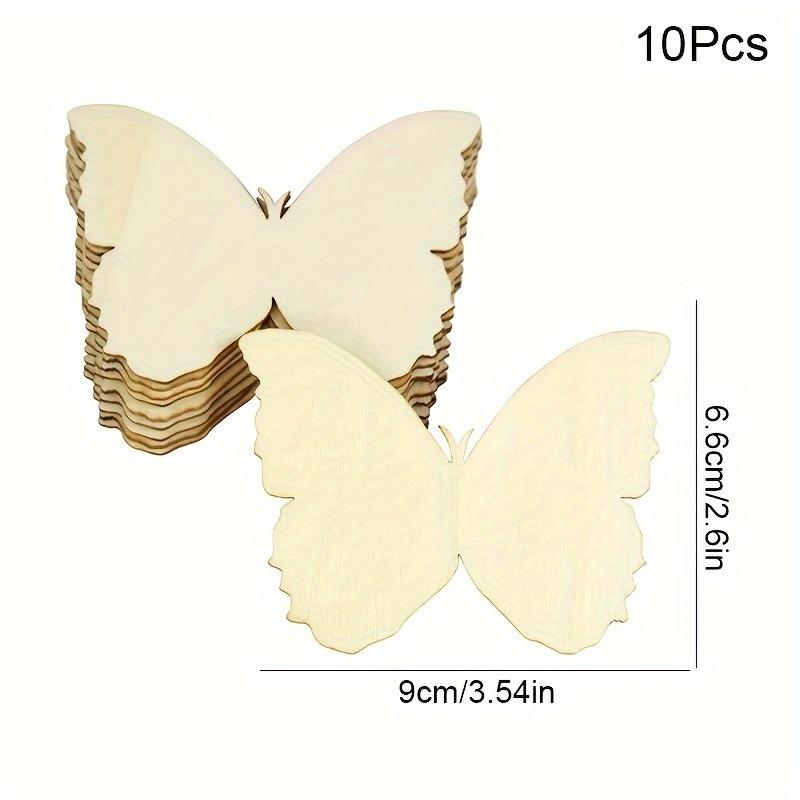 10Pcs Wooden Butterfly Unfinished Wood Butterflies for Crafts Blank Slices Cutouts for Painting DIY Unfinished Wooden