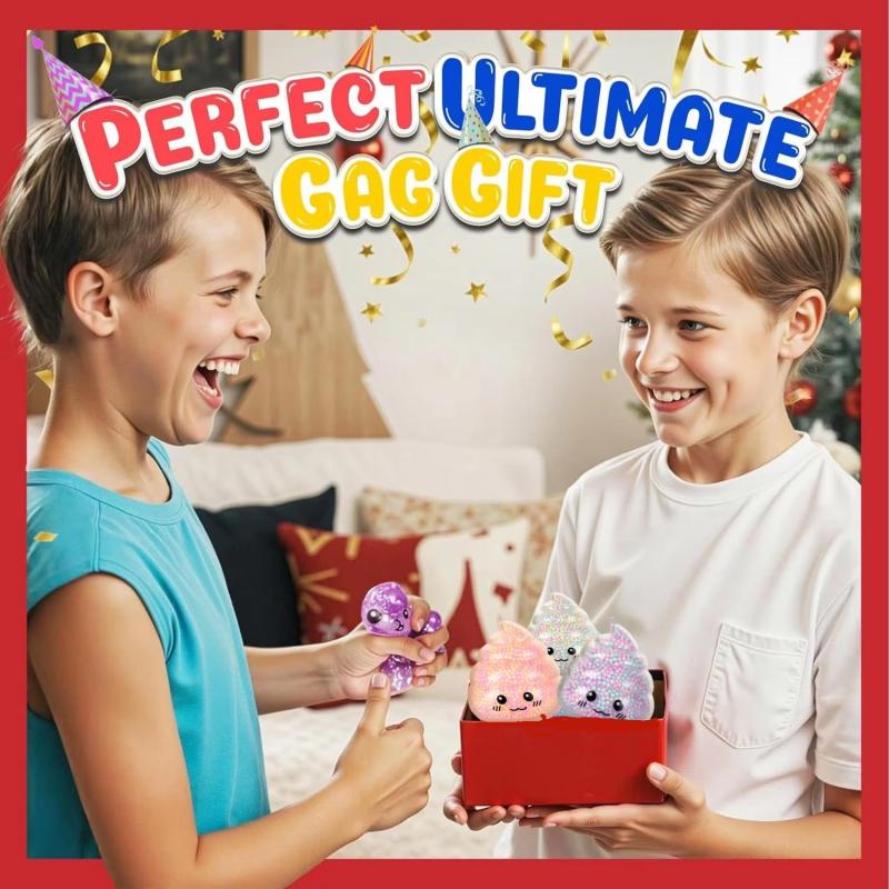 2Pcs Squishy Poop Stress Relief Balls Colorful Fidget Toys For Girls Kids Easter Basket Stuffers Stress-Relieving Toy