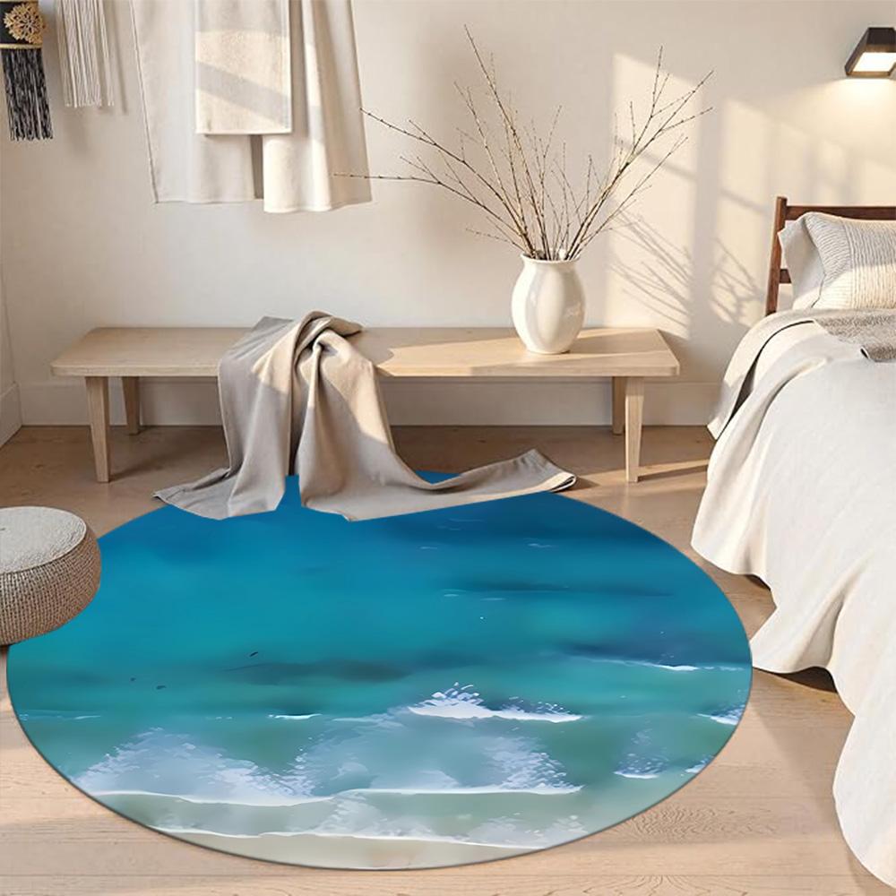 Coconut Tree Round Floor Mat Suitable for Living Rooms Foyer Hallway Study room Anti-slip Round Rug Office home decor