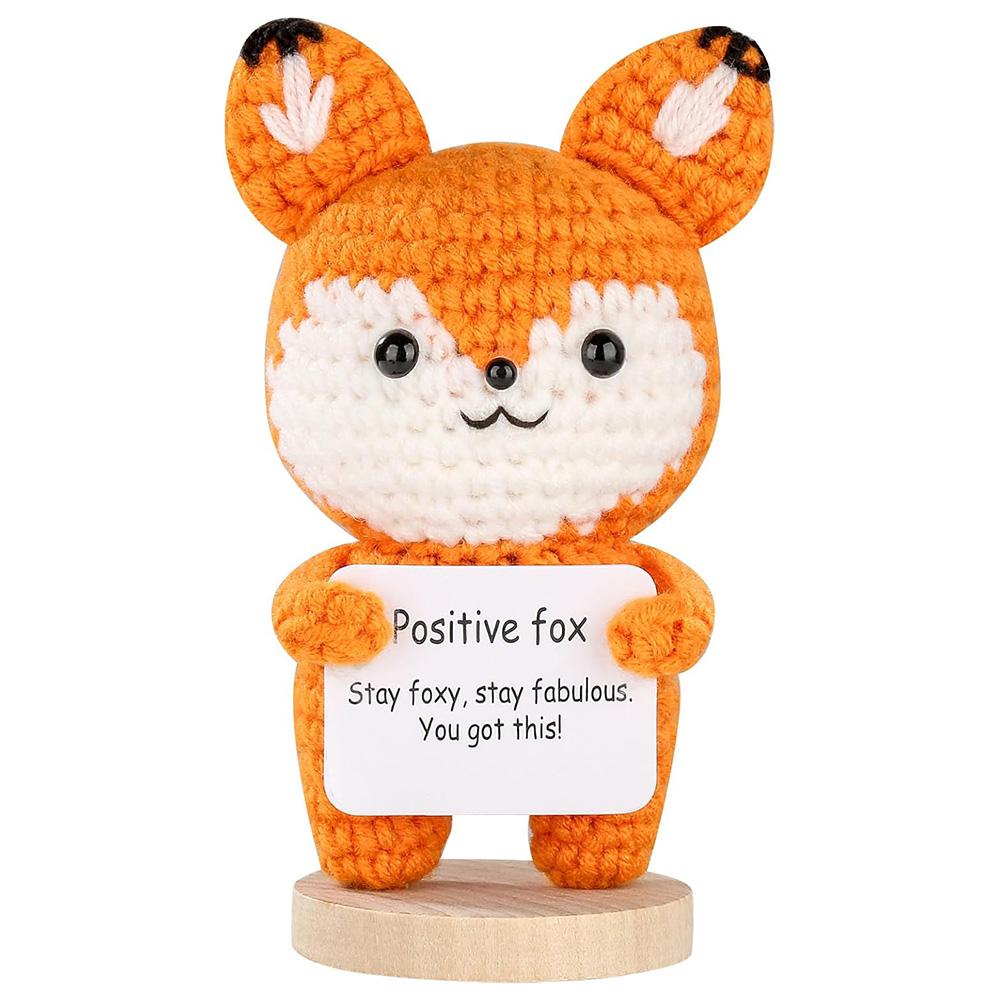 

Забавная вязаная крючком кукла-лиса, украшение с позитивной карточкой, ручная работа, вязаная лиса, настольная фигурка, креативный вязаный крючком рождественский подарок No Base