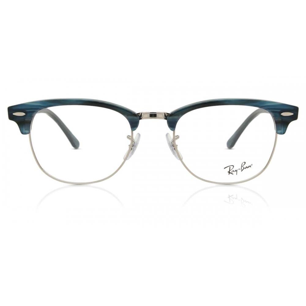 

Ray Ban Rx5154 Clubmaster 8377 Unisex Eyeglasses Transparent Striped Green/Silver/51-21-145
