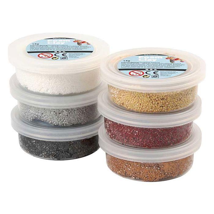 Pâte à modeler autodurcissante - FOAM CLAY - Métallique - Multicolore - 6 pcs