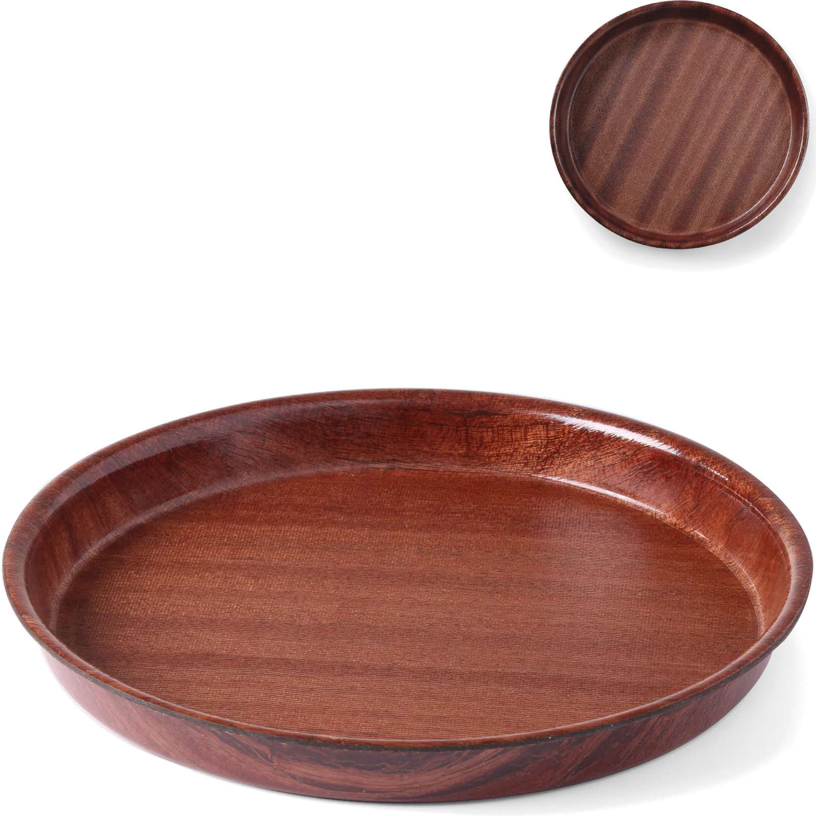Super Merchant Houten Dienblad, Antislip, Diep, Met Rand, Rond, Diameter 32 Cm