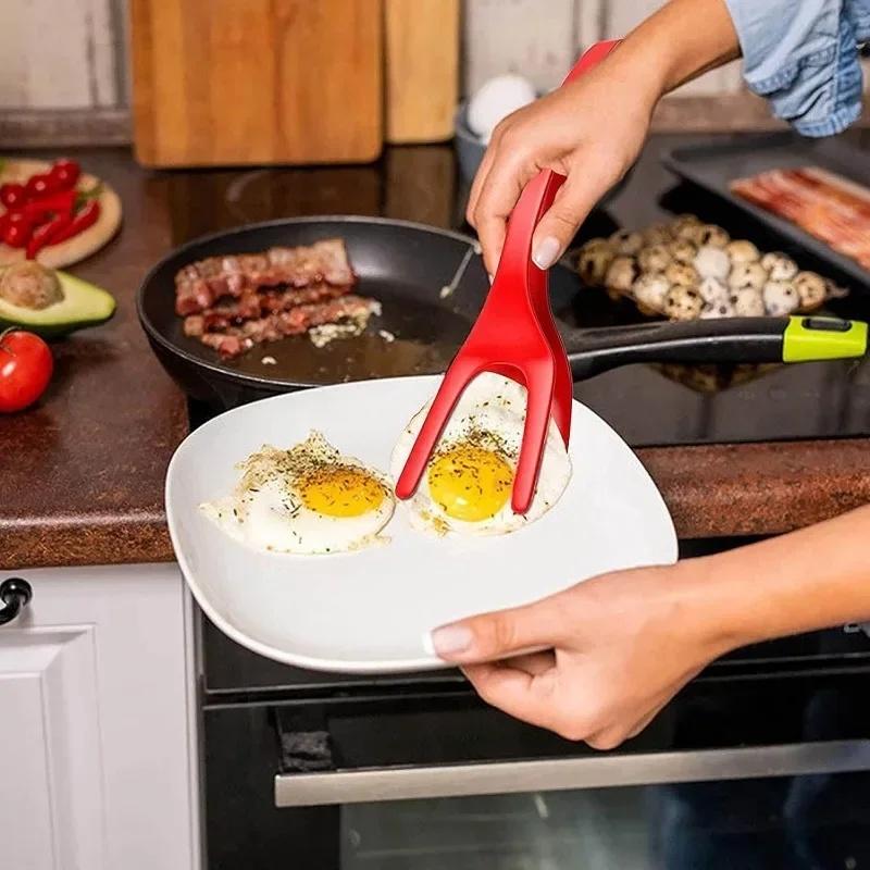 2in1 Flip Spatula Pliers Egg Turning Spatula Multi-Purpose Non-Stick Kitchen Pancake French Toast Omelette Kitchen Cooking Tools