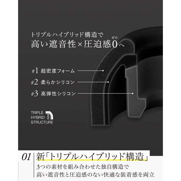 Final FUSION-G Eartips – Foam & Silicone Blend, Black, M (4.5mm shaft, 4mm length)