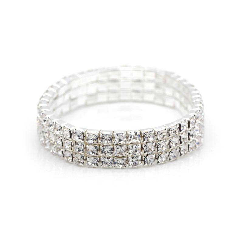 Korean Style Fashionable Super Flash Full Diamond Single Row Elastic Bracelet Bracelet Handpiece