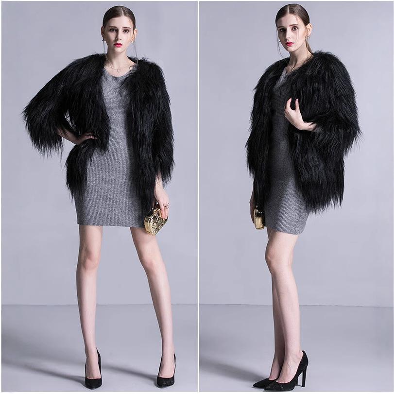 Women's medium and long coat, European and American fashion fur long hair coat European and American style