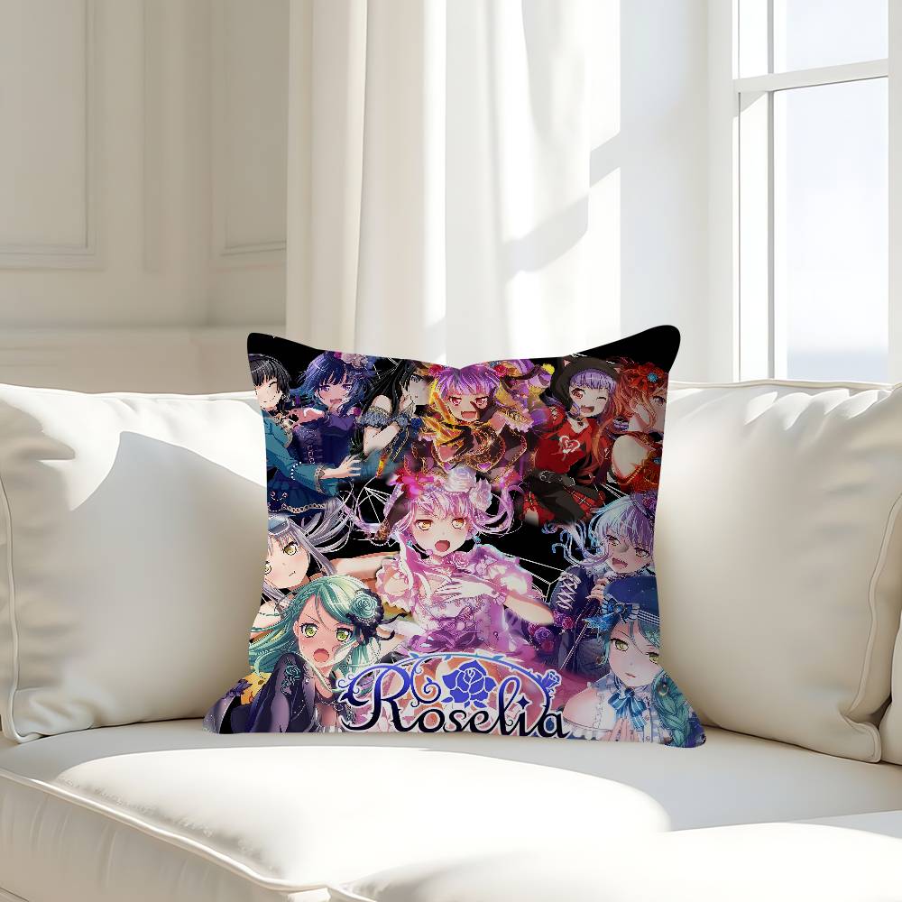 Bang Dream R-Roselia Наволочка Съемная Моющаяся Наволочка – Всесезонный Мягкий Лен 16x16Inch