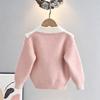 Girls' Knit Sweater with Round Neck Long Sleeve Pullover