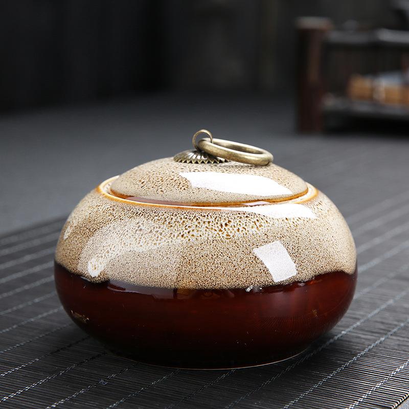 Kiln Transformed Ceramic Tea Caddy Tea Box Moisture-proof Sealed Tank Storage Tank Tea Container Candy Jar Tea Organizer Tea Can