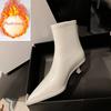 Fashion New Pointed 5.5cm Slim Heel Cowhide Back Zipper Short Boots European American Slimming Ladies' Temperament Ankle Boot Sizes34-43