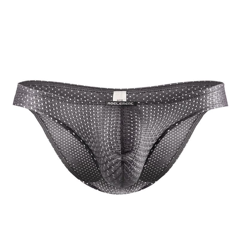 Pánské sexy kalhotky z průhledné síťoviny - prodyšné šortky s ledovým hedvábným trojúhelníkem