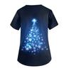 Women's V-neck Christmas Print Short-sleeved Pocket Side Slit Uniform Top